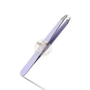 Pince à épiler professionnelle en acier inoxydable faite à la main, 9,6 cm, pointe inclinée, pointe carrée, durable, légère, pince à épiler pour les poils des sourcils - Product Image 2