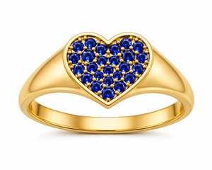 Bague empilable en argent sterling 925 plaqué or avec saphir cœur CZ bleu pour femme, idéale pour fiançailles et mariage - Product Image 1