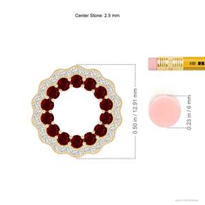 Pendentif cercle floral en rubis rouge et diamants 14 carats, qualité supérieure, fabrication artisanale, bijoux fins, pour soirée, pendentif cercle ajouré pour femme - Product Image 2