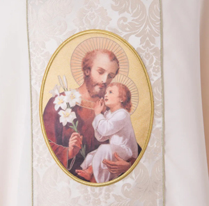 Túnicas de Clérigo de Alta Calidad al por Mayor para Coro, Túnica de Oración con Estola, Bordado Dorado, Diseño Blanco y Azul, Túnica Bordada - Product Image 4