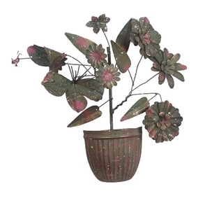 Pot de fleurs demi-rond écologique au design original, fait main, en métal moderne, pour décoration murale ou de table de salon - Product Image 4