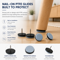 Glissière de pied de table en PTFE de 20 mm à fixation par clou pour un mouvement fluide à faible friction