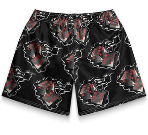 Shorts décontractés pour hommes Modern Movements à imprimé flamme, écologiques, extensibles dans 4 directions, séchage rapide, avec cordon de serrage et taille mi-haute - Product Image 4
