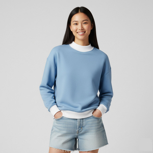 Achetez un pull en molleton de coton pour femme avec logo personnalisé, col montant, écologique, streetwear, vêtements pour femme - Product Image 6