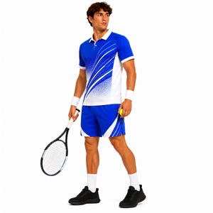 Ensemble de tenue de tennis personnalisée pour hommes, sublimation, séchage rapide, respirant, t-shirt et short de tennis, vêtements de sport de badminton, tenue d'équipe, vente en gros - Product Image 4