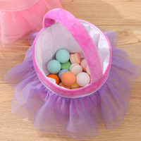 Paniers de Pâques en velours brodé en gros, paniers de Pâques tutu personnalisés, paniers de chasse aux œufs colorés pour la décoration de fête