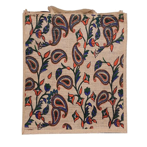 Kalamkari กระเป๋าช้อปปิ้งพิมพ์ลายปอกระเจาพร้อมสายรัดผ้าฝ้ายพิมพ์เทปซิป - Product Image 3