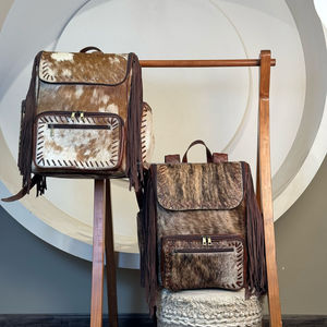 กระเป๋าเป้สะพายหลังผ้าอ้อมหนังวัวแท้มีสไตล์ย้อนยุคกระเป๋าสะพายหลังหนังแท้อเนกประสงค์ - Product Image 5