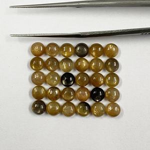 Cabochon plat naturel de haute qualité de 5mm pierres précieuses en vrac éclat doré certifié pour la fabrication de bijoux coût d'usine - Product Image 5