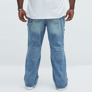 Pantalones vaqueros holgados de mezclilla para hombre, pantalones cargo para hombre, conjunto de chaqueta y pantalón vaquero azul rasgado - Product Image 3