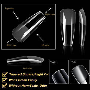 Pointes d'ongles en ABS pour nail art, couvrantes, semi-mates, transparentes, à motifs, sans couture, en gros, en boîte, 480 pièces - Product Image 2