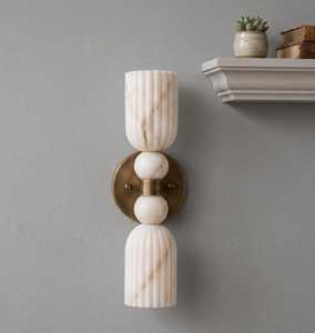 Applique murale moderne en marbre avec support en laiton, décoration intérieure pour salon, design rond - Product Image 2