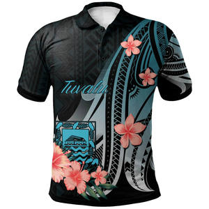 Polo à manches courtes pour homme Tuvalu, motif polynésien, avec emblème national, polyester respirant, coupe décontractée - Product Image 5