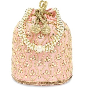 High Quality Handmade Personalization Fashionable Ethnic Wedding Black <b>Potli</b> <b>Bags</b> Wrist Handbag Coin Wedding Return Gift <b>Bags</b> - Product Image 2
