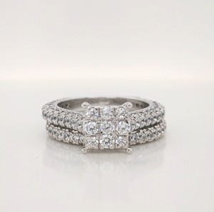 Ensemble de bagues de mariage en or blanc massif 10 carats pour femmes, ensemble de bagues de fiançailles avec diamants de laboratoire de 3 carats, taille ronde, bijoux fins - Product Image 1