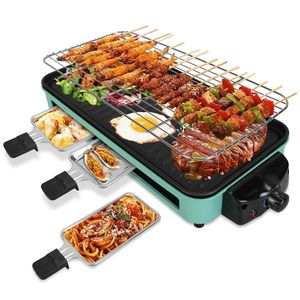 2000W <b>Electric</b> Indoor Grill 2-in-1 <b>BBQ</b> Grill with Removable Plate 5 Temperature Control 3 Small Trays and Dishwasher Safe - Product Image 1