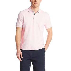 เสื้อโปโลแขนสั้นสีชมพูอ่อนสำหรับผู้ชาย สีพื้น ผ้าถัก ระบายอากาศได้ดี ผ้าฝ้าย ทรงปกติ - Product Image 1