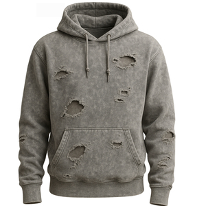 Sweat-shirt à capuche gris pour homme, coupe ample, avec poches, décontracté, pour l'automne, en polaire polyester/coton, anti-boulochage, coupe-vent - Product Image 1