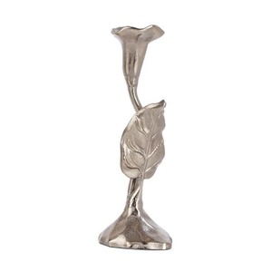 Porte-bougie Jules Leaf, finition argentée moyenne, support décoratif en métal pour bougie, design botanique élégant, centre de table - Product Image 5