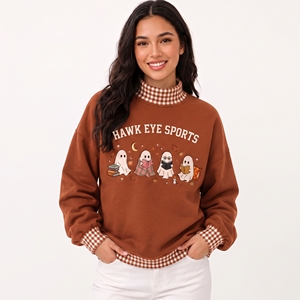 Nuevas y modernas sudaderas de cuello simulado de forro polar para mujer, extragrandes, con parche bordado de lunares y estampado de letras 'Faith', para invierno - Product Image 1