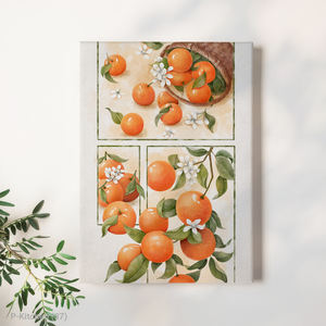 Impression sur toile pour cuisine, affiche illustrative botanique de fruits oranges, décoration murale scandinave pour la cuisine à la maison - Product Image 1