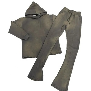 Conjunto Deportivo Y2K de Última Moda, Estilo Jogger, Efecto Deslavado, Corte Acampanado, Unisex, Tallas Grandes, Diseño Personalizado, Estampado, 100% Orgánico - Product Image 4