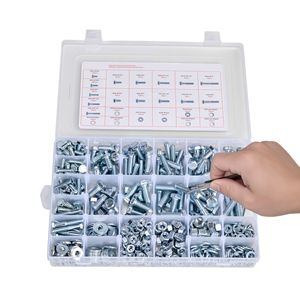 Kit Assortito di Viti Imperiali e Rondelle Piatte, 566 Pezzi, Bulloni per Mobili in Acciaio Legato, Misure 1/4-20, 5/16-18, 3/8-16 - Product Image 2