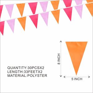 Bandierine e Ghirlande Rosse, Rosa e Arancioni per Decorazioni Festa, Compleanno, Aula, Laurea - 66 Pezzi - Product Image 5