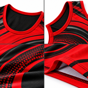 Camiseta sin mangas de poliéster de secado rápido para hombre, con estampado geométrico por sublimación, cuello redondo, estilo deportivo. - Product Image 5