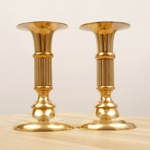 Solid Brass <b>Candlestick</b> <b>Holder</b> Pair Polished <b>Gold</b> Finish Durable Home Decoration Metal Candle <b>Holders</b> - Product Image 1