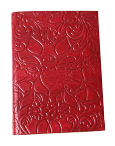 Camelon Exports Red <b>Leather</b> Hardcover <b>Diary</b> Floral Embossed Design Gift Notebook From Rajasthan - Product Image 1