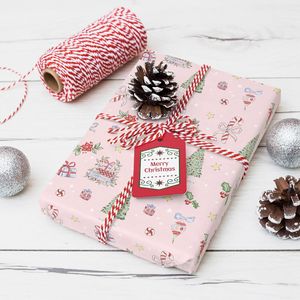 4 Fogli Giganti di Carta da Regalo Rosa per Natale, 28-40 Pollici, per Confezioni Regalo con Bastoncini di Zucchero - Product Image 1