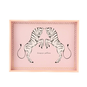 Plateau de service laqué à imprimé zèbre au design audacieux, fait main, accent décoratif pour la maison, OEM disponible, plateau au design personnalisé - Product Image 2