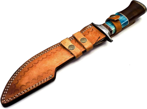 Cuchillo Bowie de Acero de Damasco con Funda, Cuchillo de Caza Hecho a Mano, Hoja Fija, Cuchillos Bowie Largos, Ideal para Supervivencia, Camping y Actividades al Aire Libre - Product Image 5