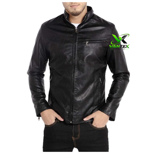 เสื้อแจ็คเก็ตหนังแท้สีแดงเบอร์กันดีสำหรับผู้ชาย VANTEX รุ่นรักษ์โลก สไตล์วินเทจ คอตั้ง ซิปหน้า ทรงเข้ารูป เหมาะสำหรับขี่มอเตอร์ไซค์ในฤดูหนาว - Product Image 5
