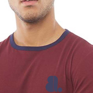 Men's <b>Black</b> <b>Long</b> <b>Sleeve</b> Neck Cotton Breathable 160g Jersey Fabric Silk Screen Printed <b>T</b>-<b>Shirt</b> Contrast Trim Front Logo Casual - Product Image 5