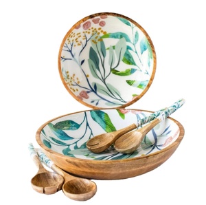 Bol en émail en bois biodégradable fait à la main par Craft Emporium Assiette jetable avec autocollant imprimé pour le service et la cuisine - Product Image 1