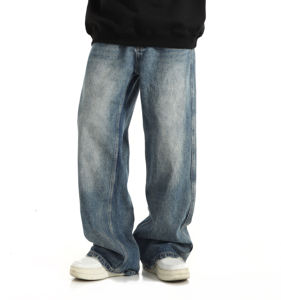 Pantalones Cargo de Mezclilla de Algodón con Lavado Ácido, Estilo Streetwear, de Alta Calidad OEM, con Múltiples Bolsillos, Corte Holgado y Recto para Hombre - Product Image 3