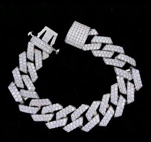Luxury Men's Diamond <b>Bracelet</b> Baguette Cut Channel Setting Geometric Chain Link Everyday Wear Jewelry - Product Image 1