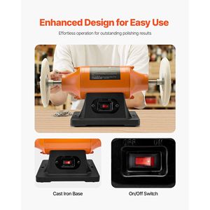 Lucidatrice da banco a velocità singola da 1/2 HP, 3450 RPM, lucidatrice da banco da 6 pollici, macchina per lucidatura e finitura, 2 ruote in tessuto per lucidatura metalli - Product Image 5