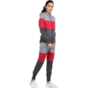 Ensemble de survêtement décontracté pour femme, écologique, respirant, à séchage rapide, avec fermeture éclair, en molleton 100% coton, pour l'hiver, sweat à capuche zippé 2-en-1 - Product Image 4