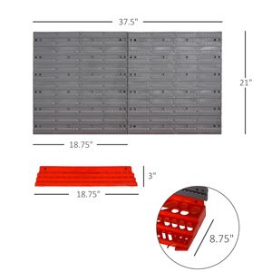 Pannello Forato e Scaffale da Parete per Garage da 54 Pezzi con 50 Ganci e Forte Capacità di Carico - Product Image 3