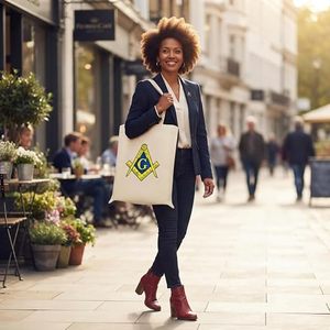 OES Masonic Shriner Solid <b>Canvas</b> <b>Tote</b> Bag with Embroidery Reusable Digital Print and Inner Gold Zipper Closure - Product Image 5