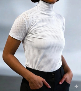 Camisetas Ecuestres de Cuello Alto para Mujer, de Secado Rápido, Duraderas, Ajustadas, para Competencia Hípica - Product Image 5