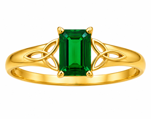 Bague de fiançailles classique pour femme en argent sterling 925 plaqué or 18 carats, sertie de zircone cubique verte octogonale, faite à la main, empilable, cadeau avec pierre précieuse - Product Image 3