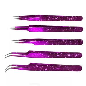Pinzas Quirúrgicas Morje de Acero Inoxidable para Pestañas, Punta Suave, Color Morado, Herramientas de Maquillaje - Product Image 1