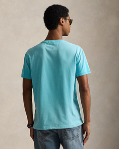 T-shirt en coton bleu ciel uni pour hommes, décontracté, à manches courtes, col rond, basique, pour l'été, confortable et respirant - Product Image 4