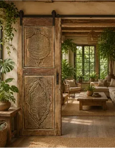 Puerta de Madera de Estilo Tradicional de Proveedor Indio con Artesanía Premium para Entradas de Casas Elegantes, Disponible en Oferta - Product Image 1