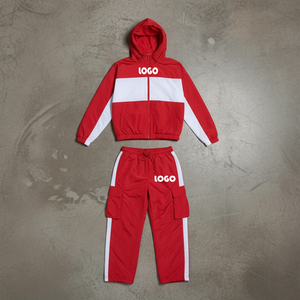 Custom Women's Nylon Regular Hooded Windbreaker Solid <b>Mesh</b> Color Block 2-Piece Winter Tracksuit Waterproof Breathable - Product Image 2