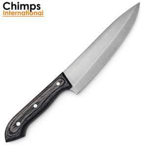 Couteau de chef Santoku en acier inoxydable J2, finition brossée, manche en bois Pakka |   Style japonais, ambidextre, respectueux de l'environnement |   Cuisine - Product Image 5